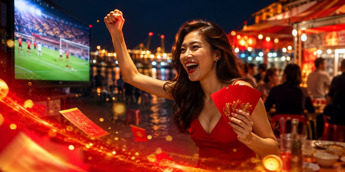 Phong cảnh chợ đêm Vũng Tàu với phong bao lì xì đỏ